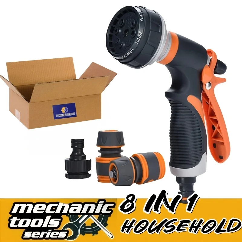 

Водяной пистолет для мойки автомобиля, 1 комплект, 8 режимов, 3 аксессуара, водяной пистолет высокого давления, автомобильный пистолет для мойки, подходит для полива сада, домашних животных