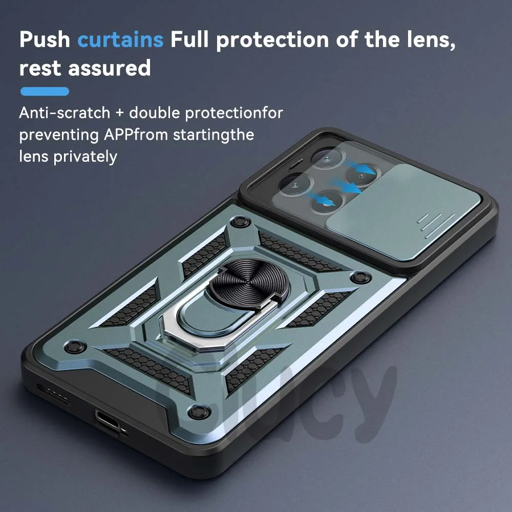 For Redmi Note13 Pro Plus Note 13 4G 5G Camera Shockproof Armor Case For Redmi 13C 4G 5G Car Magnetic Holder Ring Protect Cover