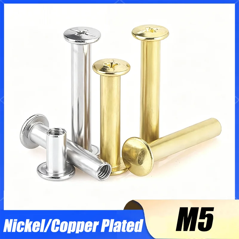 2~10Pcs M5x6~100mm Nickel/Copper Plated Phillip Head Rivet Assembly Bolt Scrapbook Album Book Post Binding Screw Chicago Screw