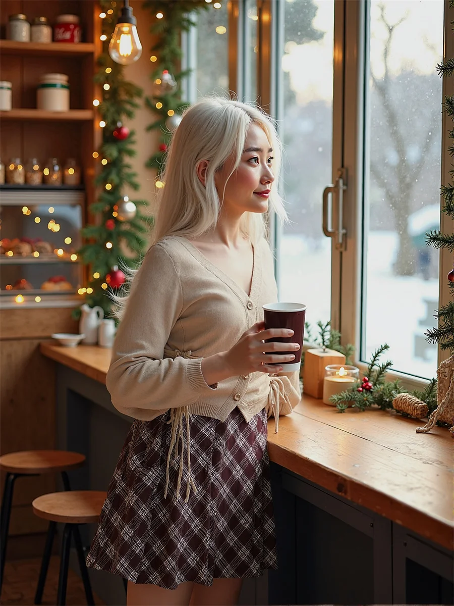 

Plaid Empire Preppy Style Skirts For Woman Women Clothes Spring Satin Wrap Date Stylish Female Shiny Smooth Silk Glossy Vacation