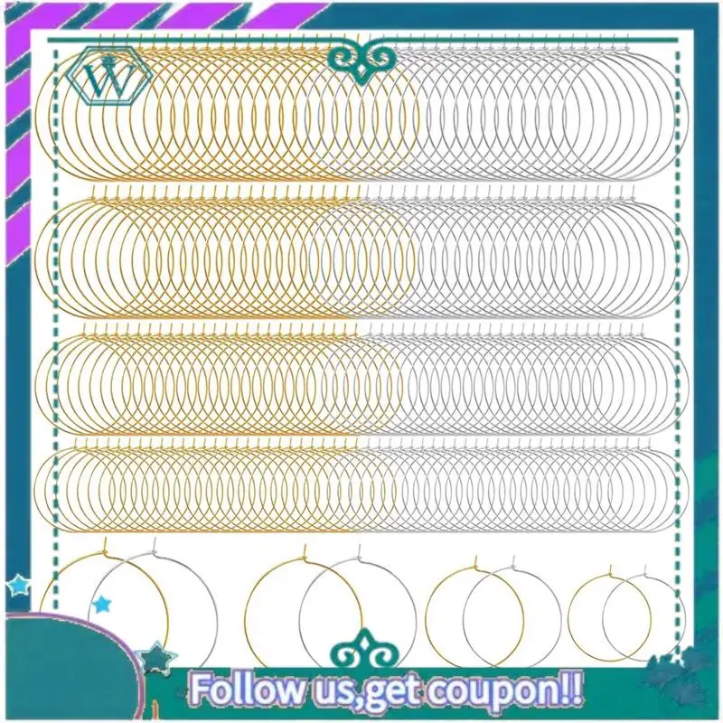 

A09P 280Pcs Hypoallergenic Earring Beading Hoops Open Earring Wire Ring Accessories For Jewelry Making For DIY Jewelry Craft Sup