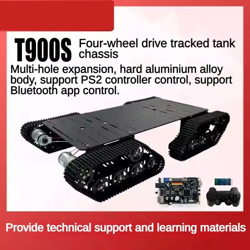 هيكل خزان مجنزرة 10 كجم T900S 4WD مع محرك تشفير منصة روبوت ROS لـ STM32 Ps2 طقم سيارة روبوت قابل للبرمجة RC