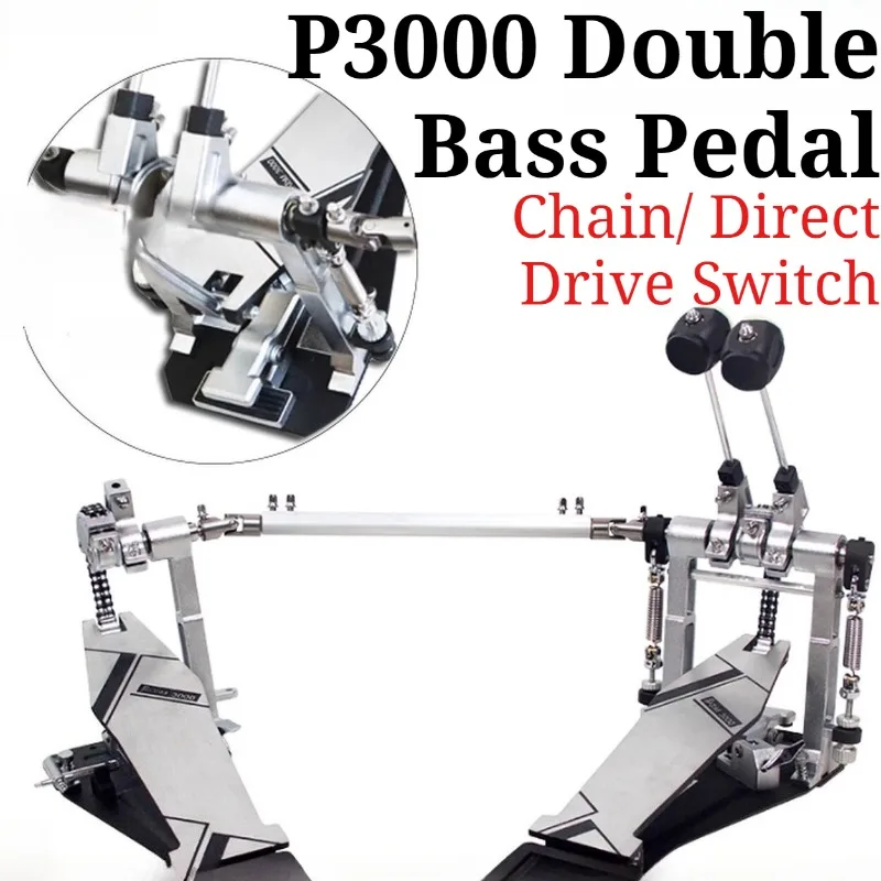 Metal Double Bass Drum Pedals Professional Detachable Adjustable Stable Durable Double Bass Pedal Musical Instrument Accessories