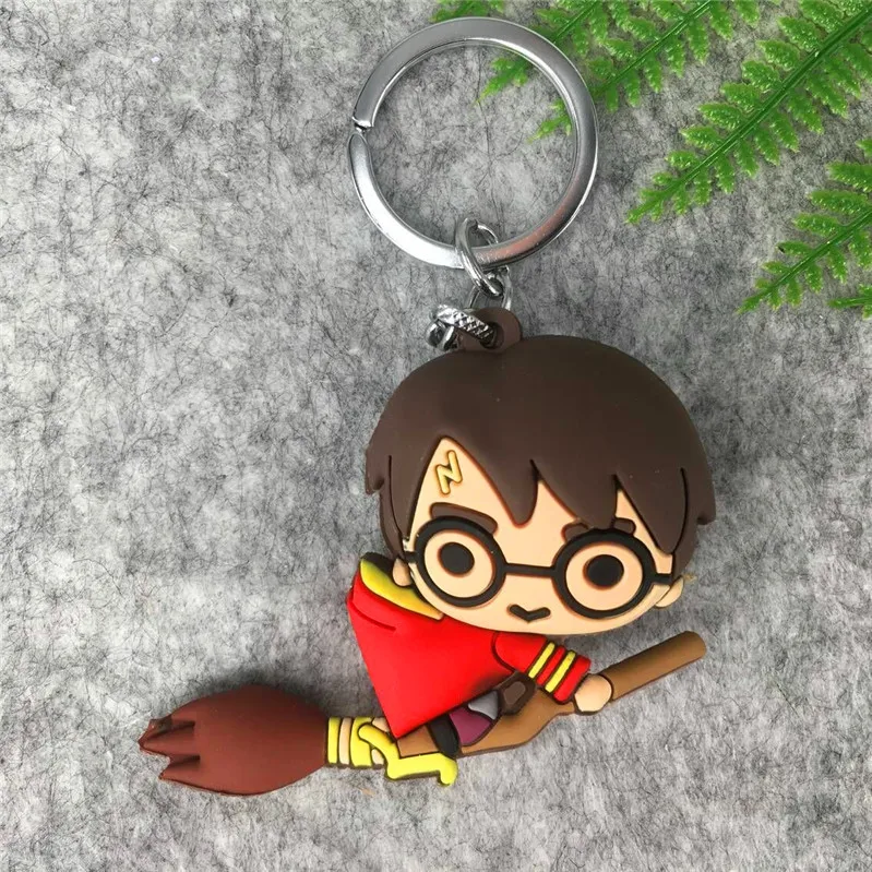 3D Harri Potter PVC Keychain Toy Dobby Hermione Granger Malfoy Ron Weasley Snape Figure Toys Pendants Party Cosplay PVC Key Ring