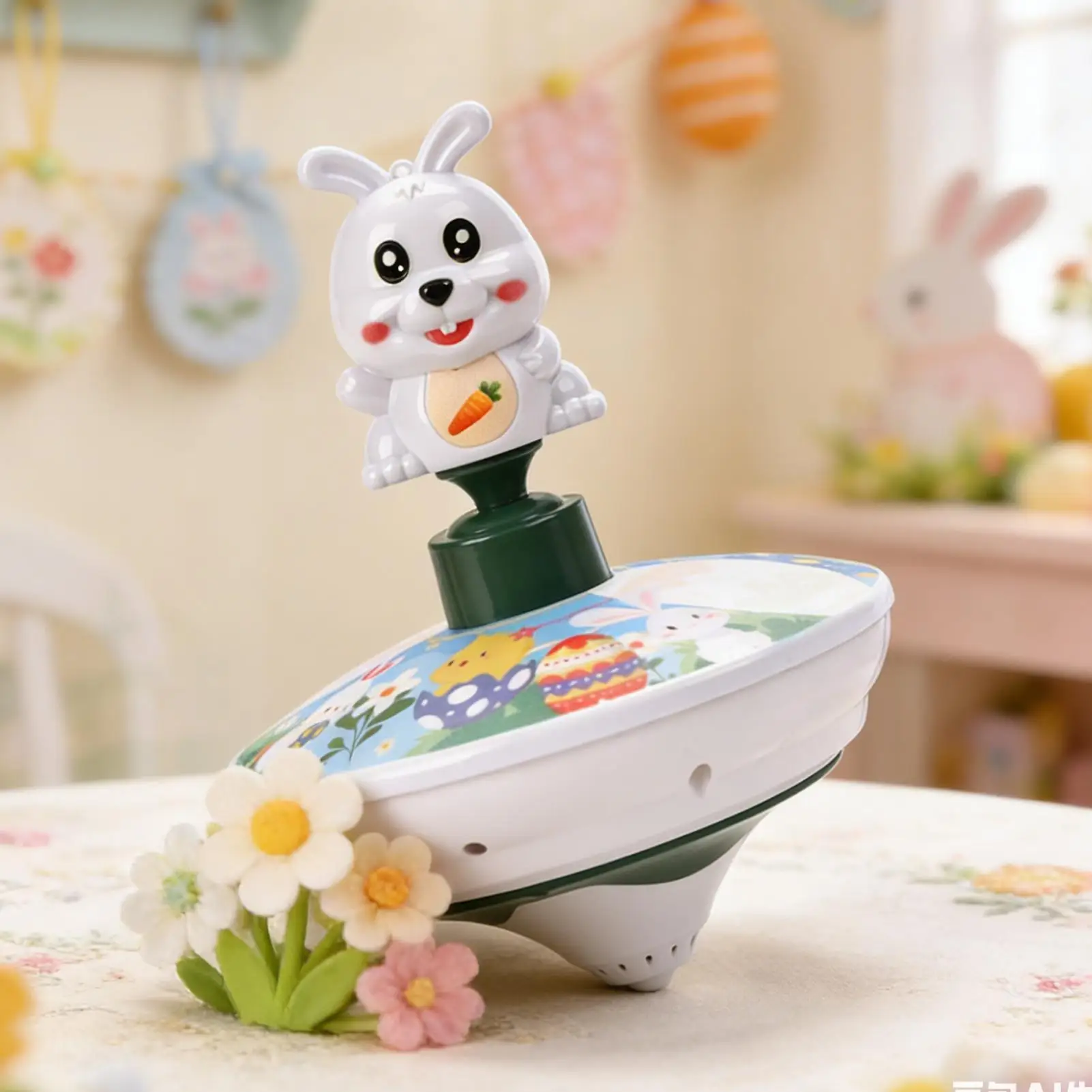 Spin Toy Cute Funny Electric Educational Learning Easter Bunny Interactive Spin Toy For Boys Girls Home School Travel Camping