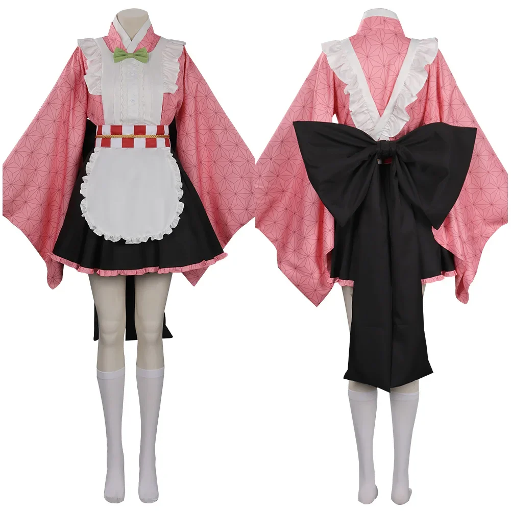 

Kamado Nezuko Cosplay Costume Maid Dress Outfits Halloween Carnival Suit