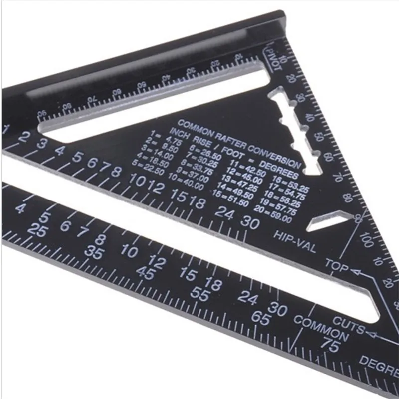 Strumento di misurazione del righello triangolare da 7 pollici Strumento di layout quadrato a lettura rapida Angolo triangolare per righello da falegname per la lavorazione del legno