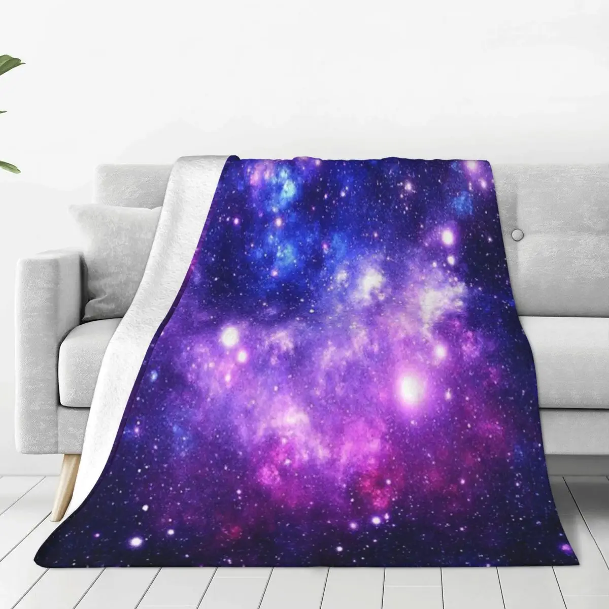 

Purple Blue Galaxy Nebula Blanket Flange Textile Decor Portable Super Soft Throw Blankets for Home Office Plush Thin Quilt