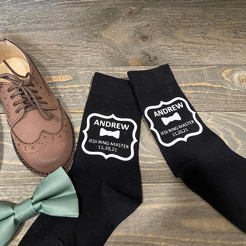 Personalized Groom Socks Wedding Party Groomsman Best Men Socks Custom Name Father Of The Bride Men's Birthday Gifts Favor