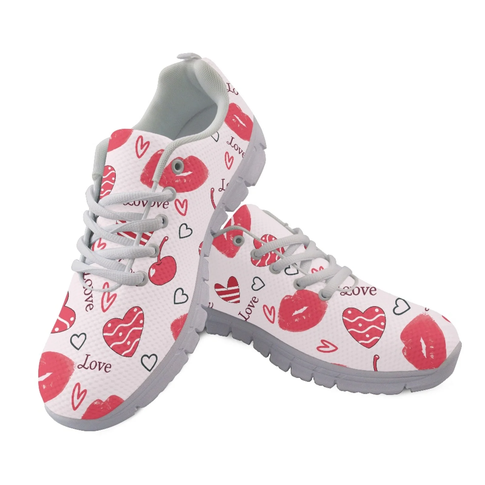 Coloranimal Pink Rose Heart Breathable Athletic Footwear, Walking Sneakers Running Shoes for Mens Womens Jogging and Gym