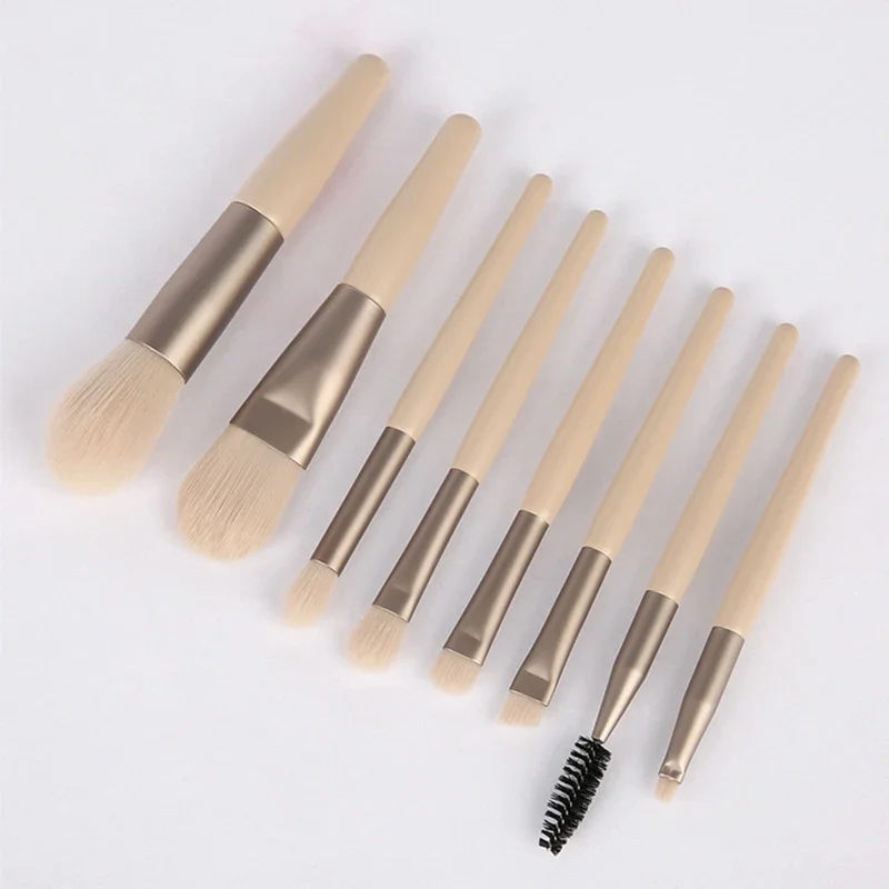 มินิรุ่น 8 ชิ้นชุดแปรงแต่งหน้าแบบพกพาชุดเดินทางขนนุ่มแปรงอายแชโดว์ Foundation แปรงแต่งหน้าเครื่องมือความงาม