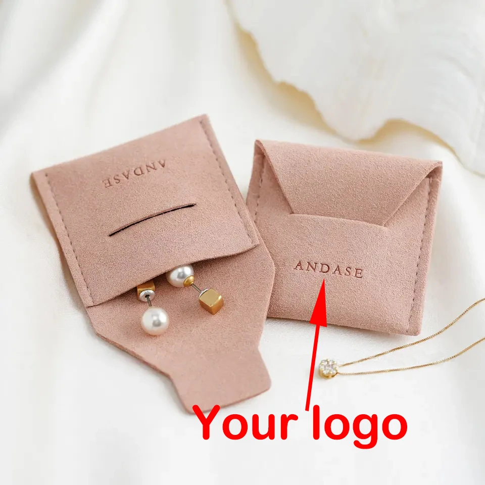 

Custom Logo Jewelry Bag Packaging Necklace Ring Earrings Fine Jewelry Organizer Business Name Boutique Store Personalized Bags