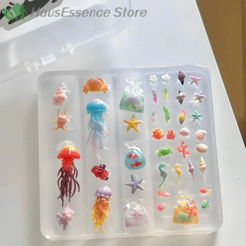 ※3D Ocean Series Sil Nail Mold DIY Nail Art Decoration Jellyfish Starfish Shells For Transparent Manicure Mold For Nails