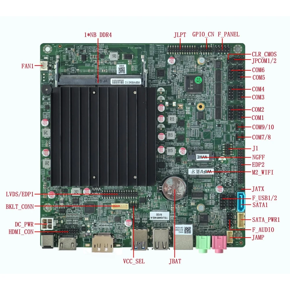 ELSKY M100F Motherboard Support Alder Lake-N Series CPU 4K Display Optional 2/6/10 COM 1/2
