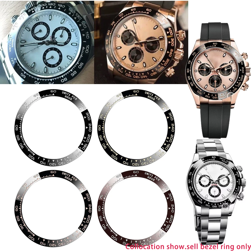 For Rolex Daytona Sloped Ceramic bezel insert 39.3*31.5mm 38.5*30.5mm Metal Digital outer ring insert watch parts accessories
