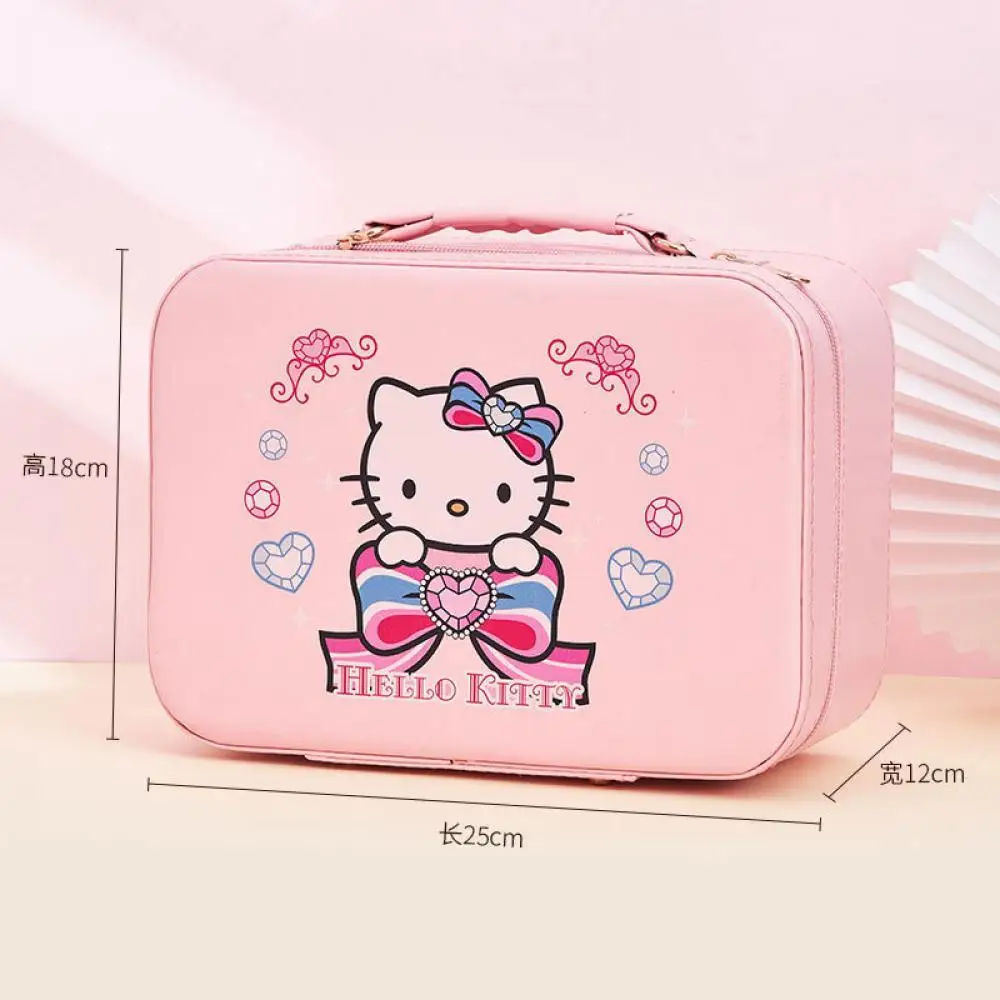 Sanrioed-maleta de Anime Kuromi, bolsa de cosméticos Kawaii My Melody Kt, almacenamiento de alta capacidad, brocha de maquillaje, regalo portátil para Festival de viaje