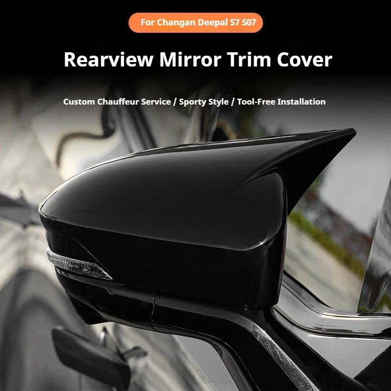 For Changan Deepal S7 S07 2024-2026 Ox Horn Rearview Mirror Cover Carbon Fiber Texture Exterior Refit Sticker
