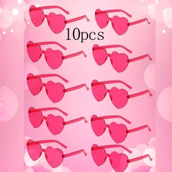 10PC Heart Sunglasses Love Sunglasses Jelly Color Frameless Heart-shaped One-piece Glasses Dazzling Color Glasses