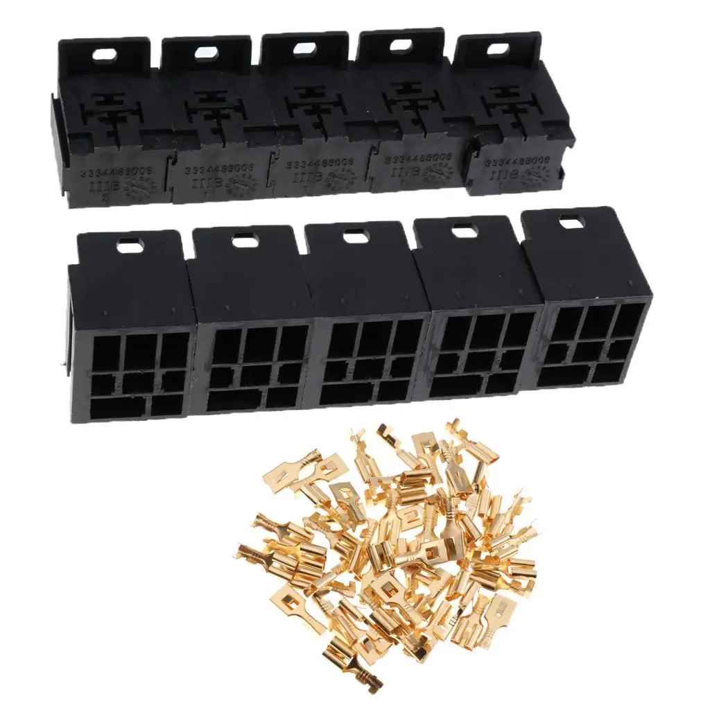 Universal 5 Pin Relay Connector Socket PA66 Holder Automotive Changeover Relay for Car Fans Horns Stereos Accessories