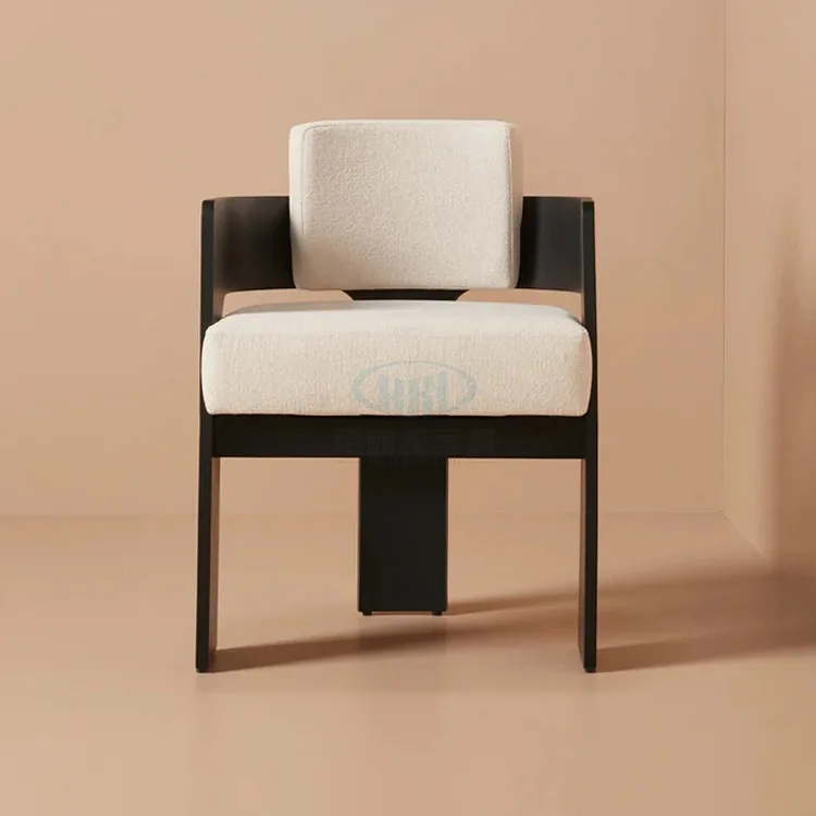 

New Chinese retro casual chair modern simple cafe restaurant solid wood designer backrest fabric dining chai