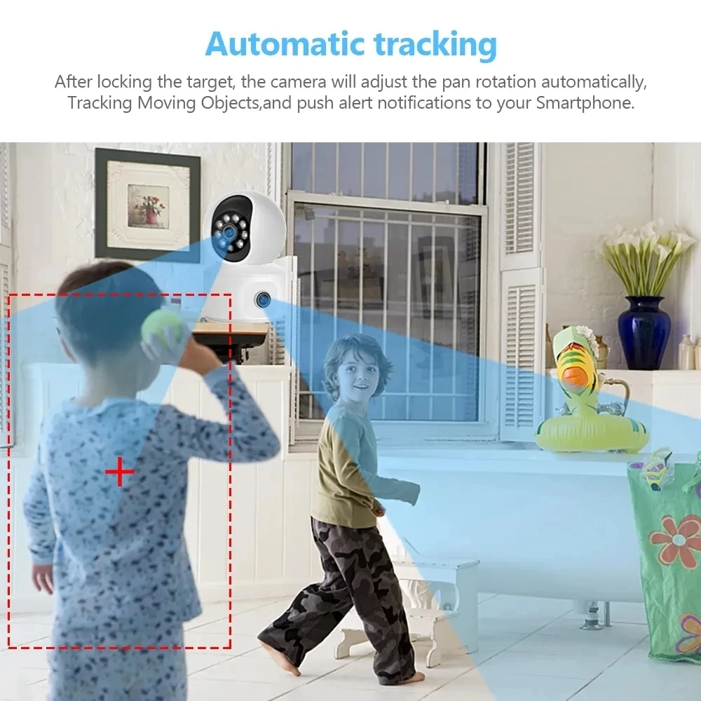 ICN2-Caméra de surveillance PTZ IP WiFi HD 8MP/4MP, dispositif de sécurité sans fil, avec suivi automatique, audio bidirectionnel et télécommande