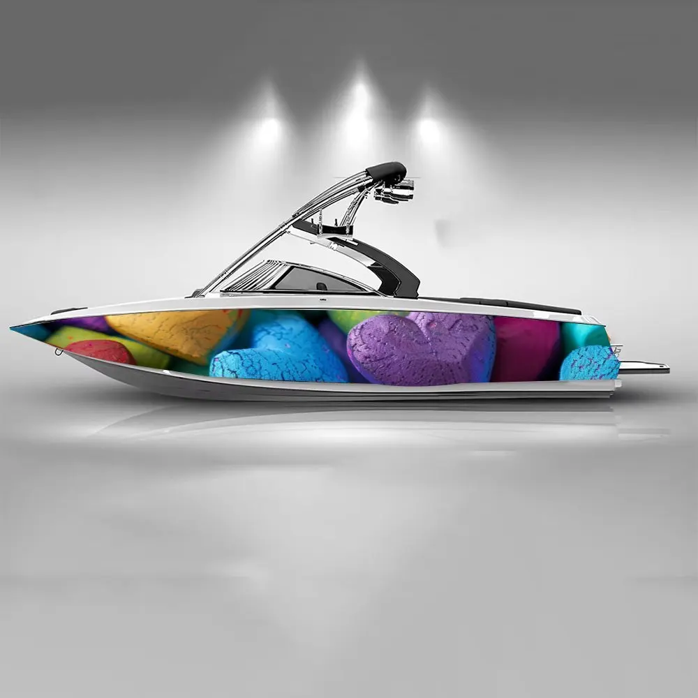 Colorful Heart-shaped Stone Beautiful Pattern Boat Sticker Vinyl Ship Pontoon Deck Boat Fishing Decorative Pontoon Boats Decal