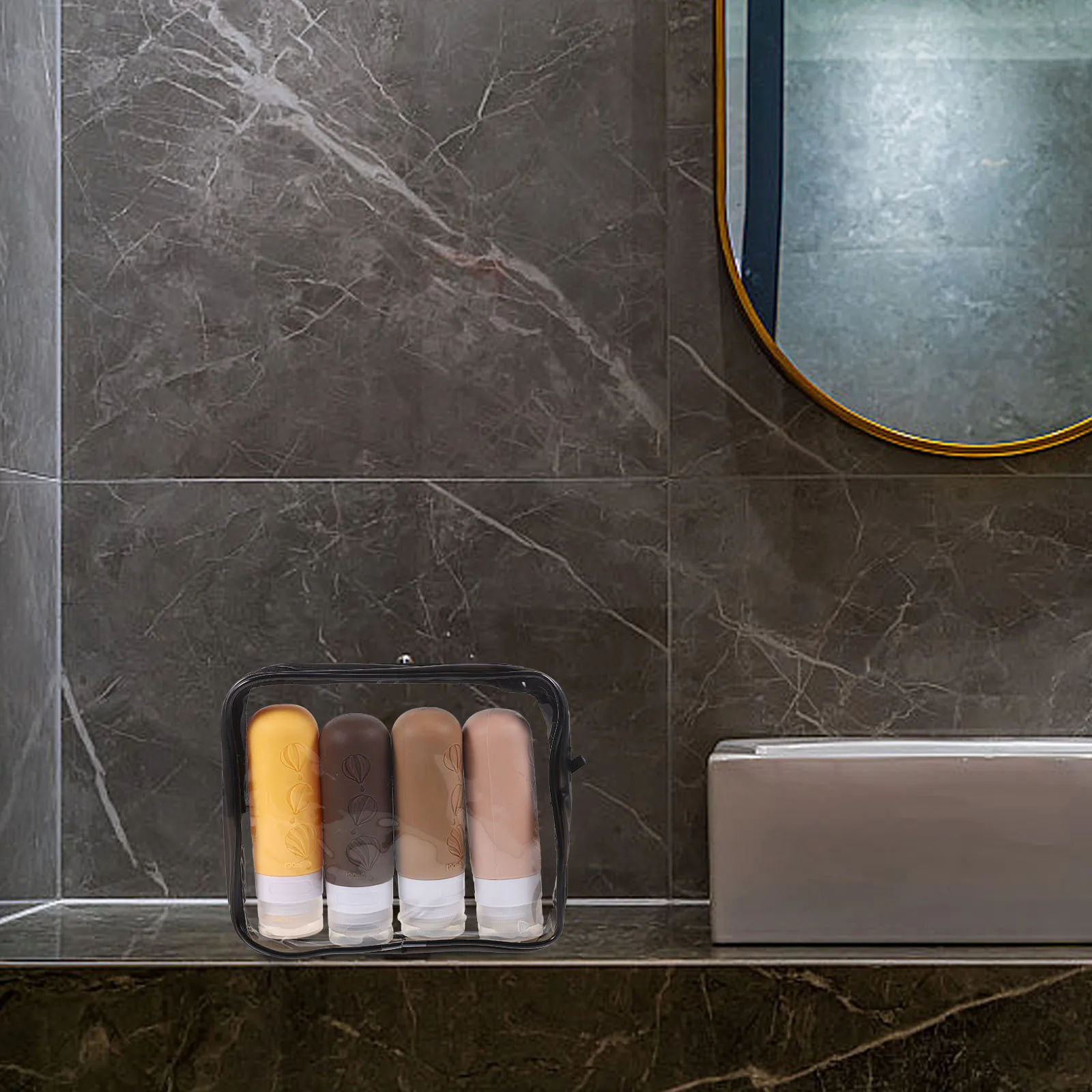 4 قطعة مجموعة زجاجات السفر السيليكون 90 مللي حاويات أدوات الزينة المحمولة القابلة لإعادة الملء للشامبو غسول الحبر حقيبة تخزين العطور