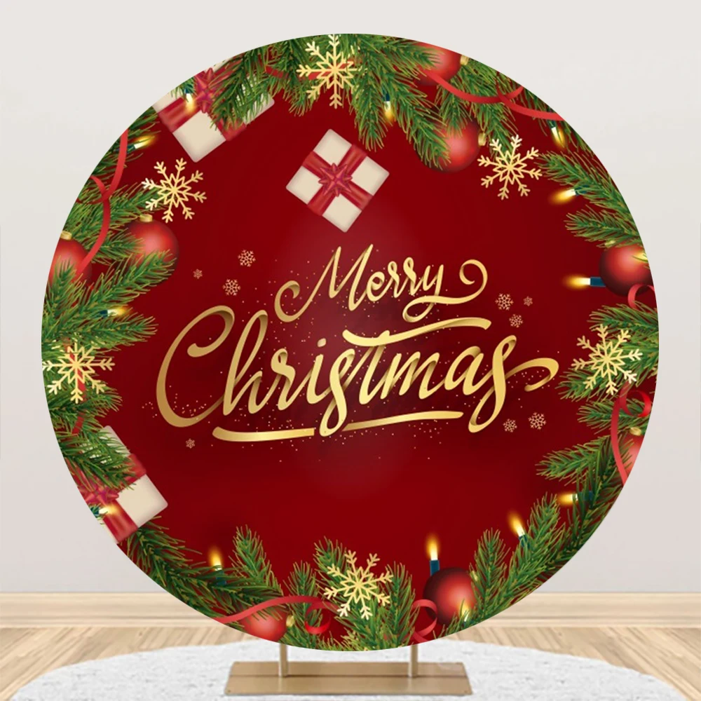 2023 Merry Christmas Round Backdrops For Photography Bells Gifts Baby Family Party Circle Background Photographic Photocall Prop