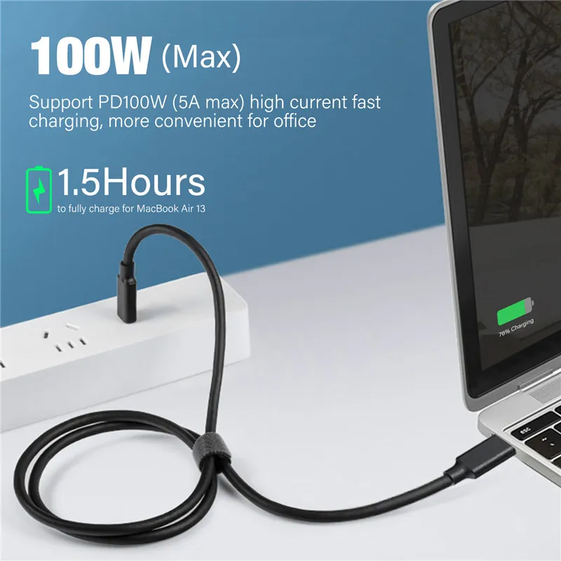 USB3.2 20Gbps Cable USB C 4K@60Hz Video PD100W Cable For Macbook Switch Thunderbolt 3/4 Fast Charging Compatible USB Type C Cord