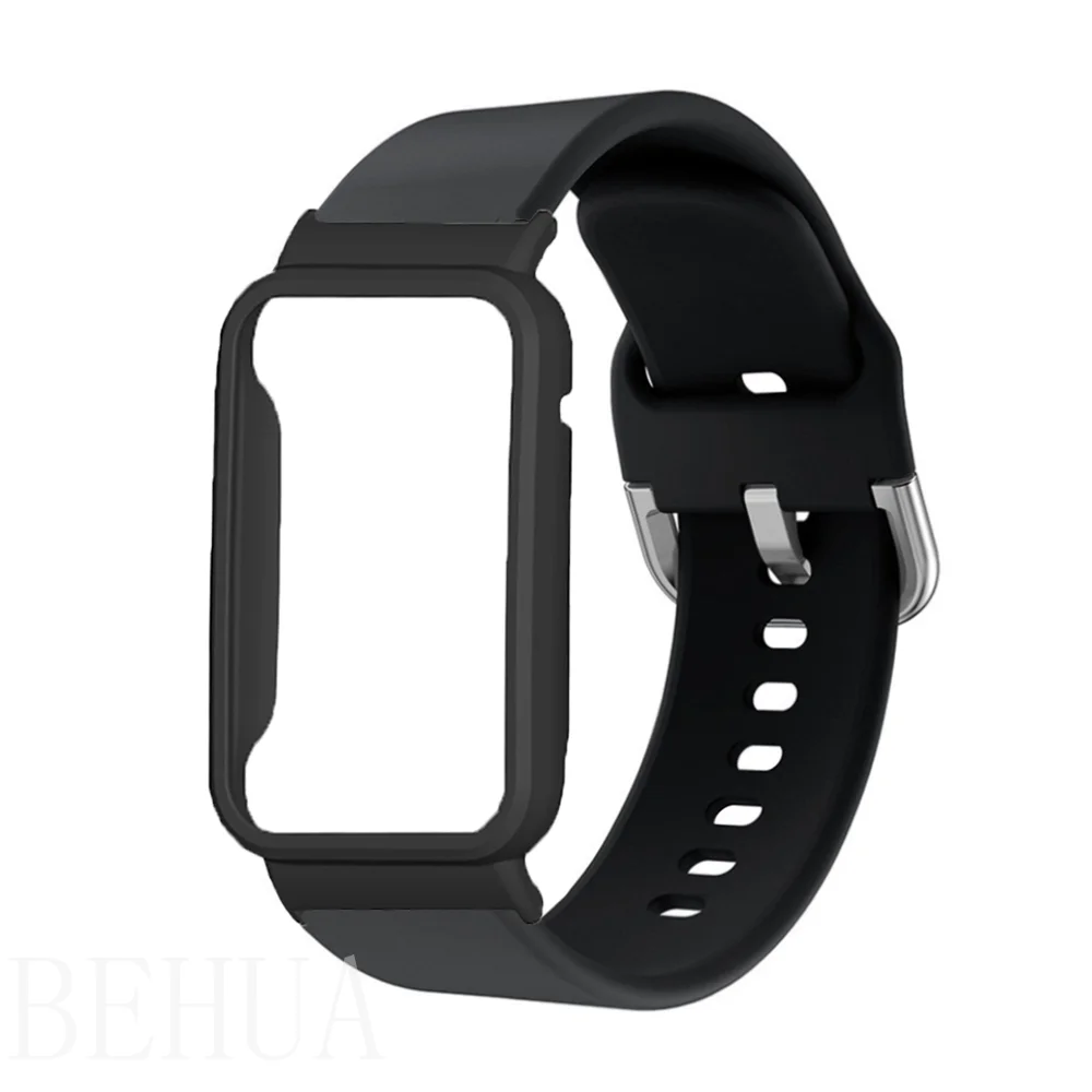 シリコーンストラップxiaomi miバンド7プロスマートウォッチのためmiband 7プロ時計バンドスポーツブレスレットバンドアクセサリー + ケース