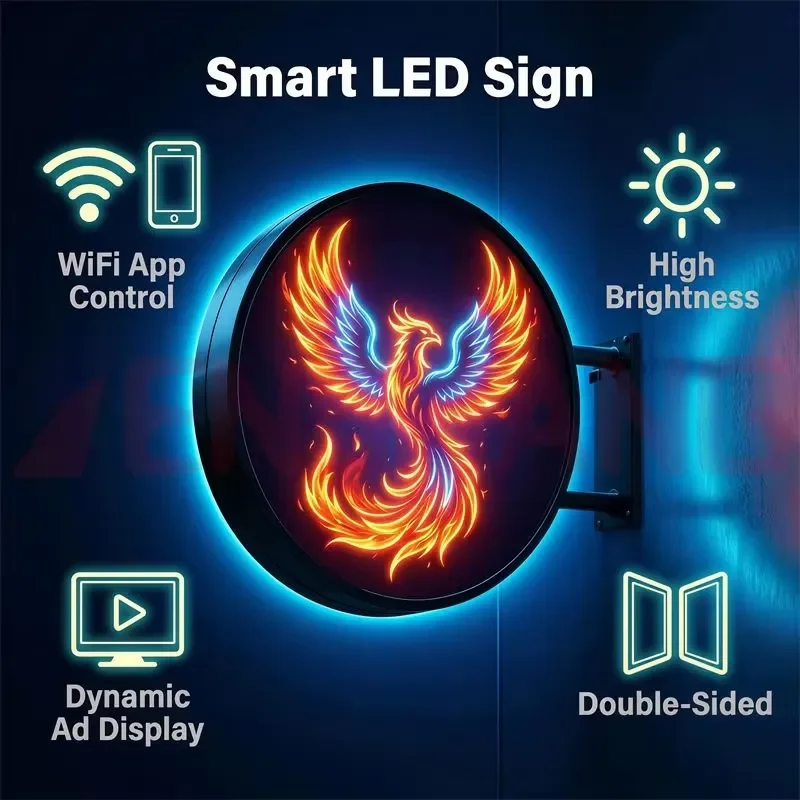 50cm Outdoor Round LED Sign 19.7inch 27.5 P1.8 Weatherproof Long Distance Visible Circular LED