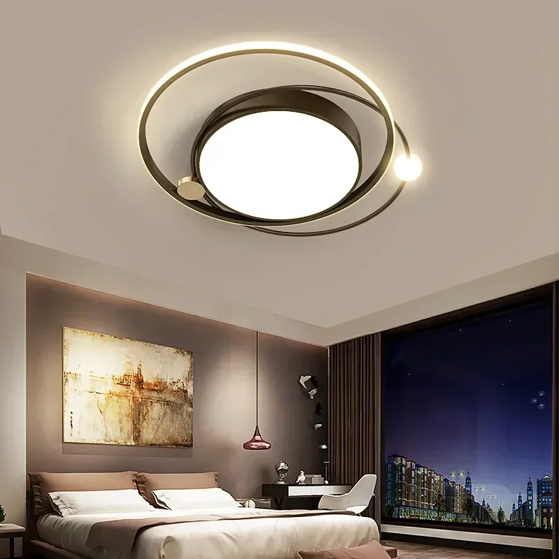 Gold Modern Led Ceiling Light Nordic Round Lighting Fixture Living Bedroom Restaurant Kitchen Reading Indoor Decor Planet Lamps