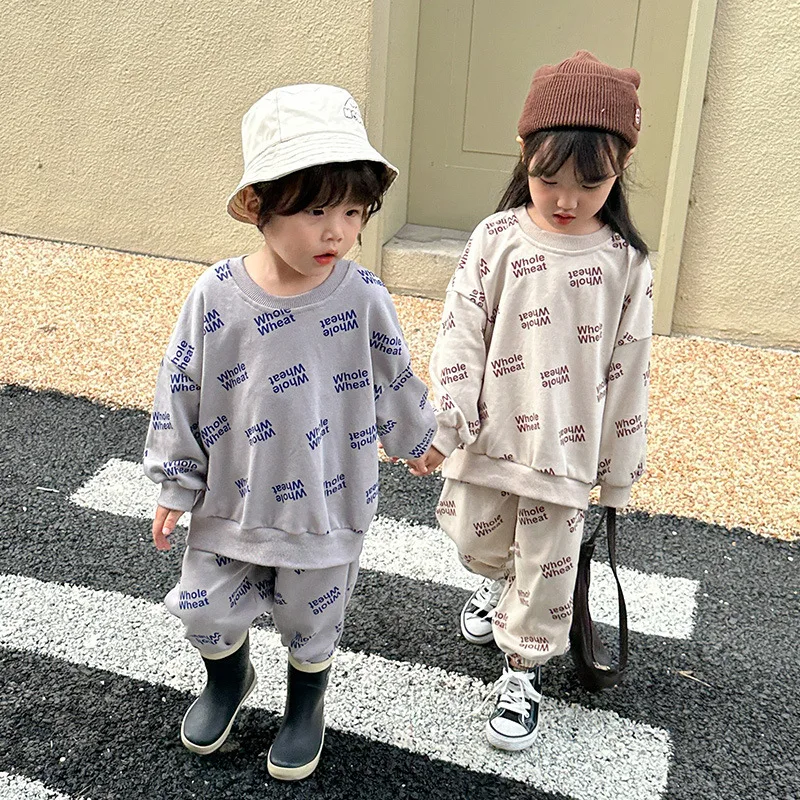 

Children Long Sleeve Cotton Casual Suit Boys Sports Leisure 2023 New Girls Clothes Spring and Autumn Baby Hoodie Two-piece Sets