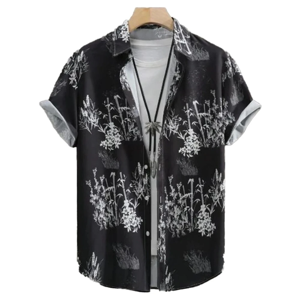 Palm Tree Pattern Casual Botanical Flower Personalized Printed Shirt Tops Men's Shirt Shirts Button Short Sleeve Tops Outdoor
