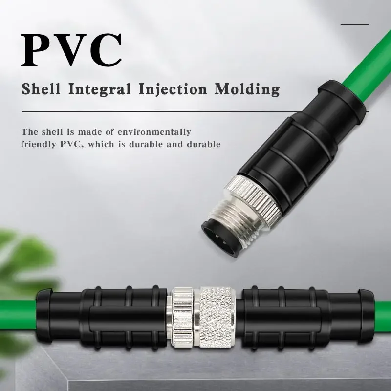IP67 M12 8Pin A/X Code Male to Male Connector Cable 4Pin D-type Coding Line Highly Flexible Industrial Profinet Ethernet Cord