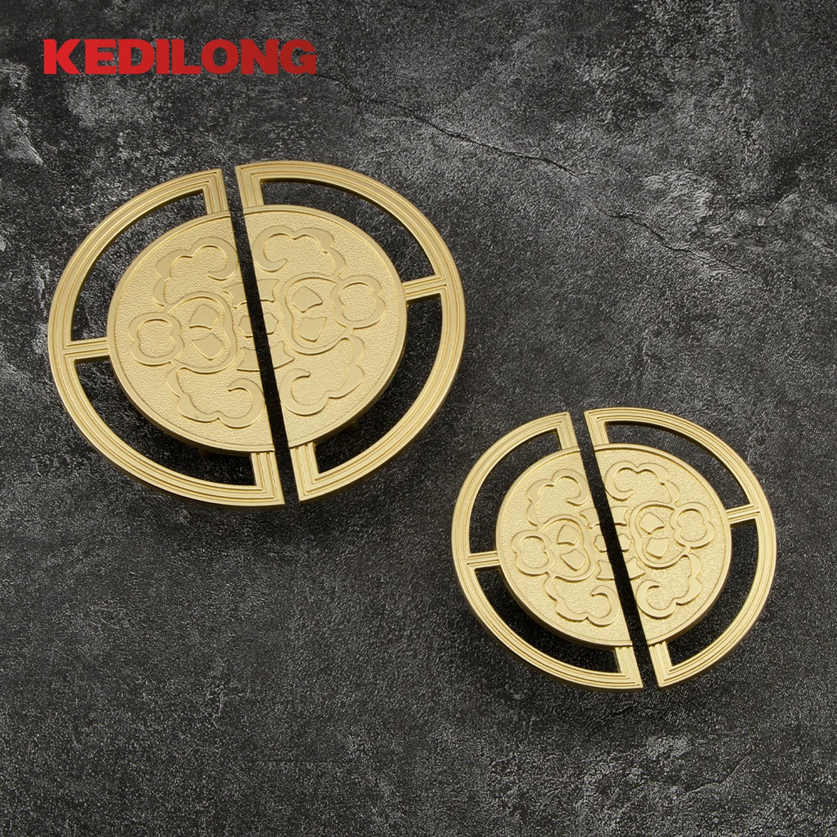 KEDLO Furniture Hardware Flower Pattern Semicircular Moon Gold Fashion Handle Cabinet Dresser Wardrobe Handle Cabinet Handle