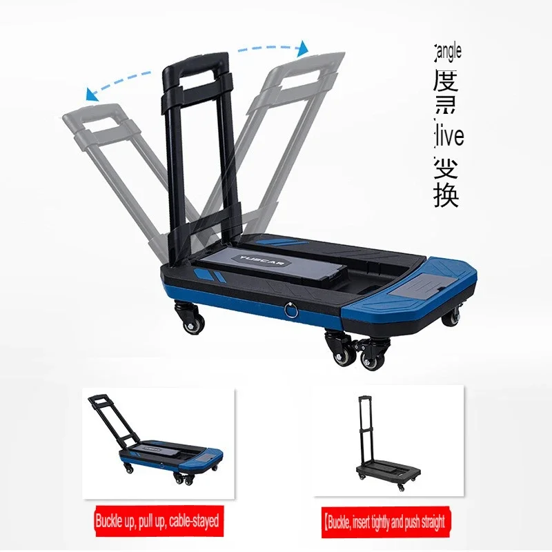 Hand Carts & Trolleys Small Plate Portable Aluminum Alloy Small Home Dual-purpose Hand Pulled Cart Material Handling Tools