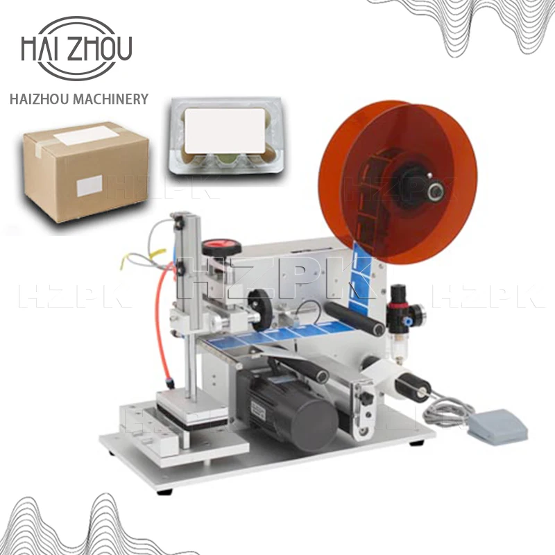 

HAIZHOU Semi Automatic Flat Surface Labeling Machine Desktop Plane Label Applicator for Box Bag Carton Card Sticker Labeler