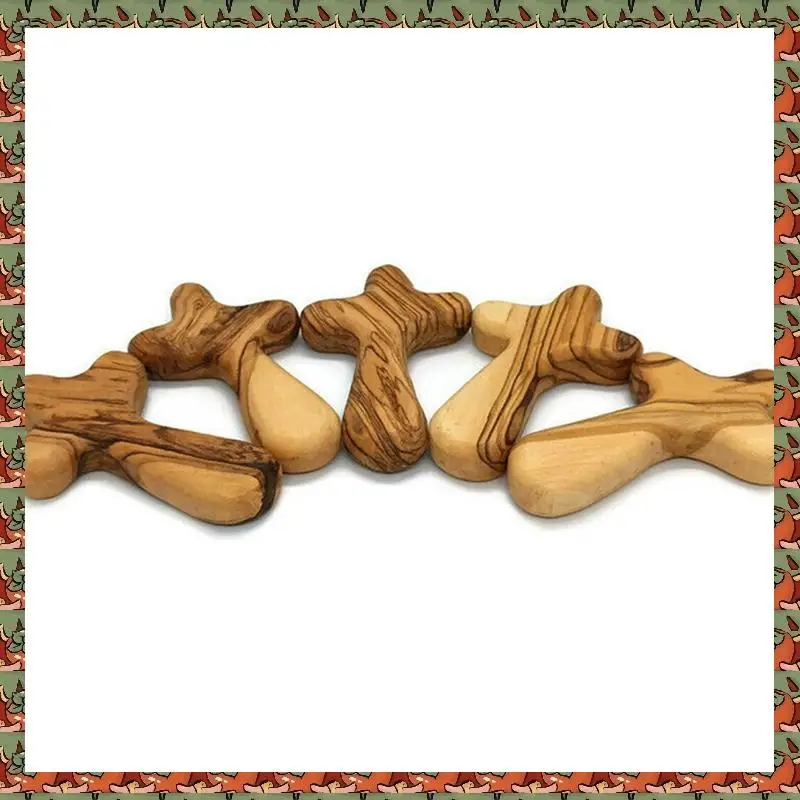 ABLQ 10PCS Small Olive Wood Crosses, Holding Crosses Portable Prayer Crosses