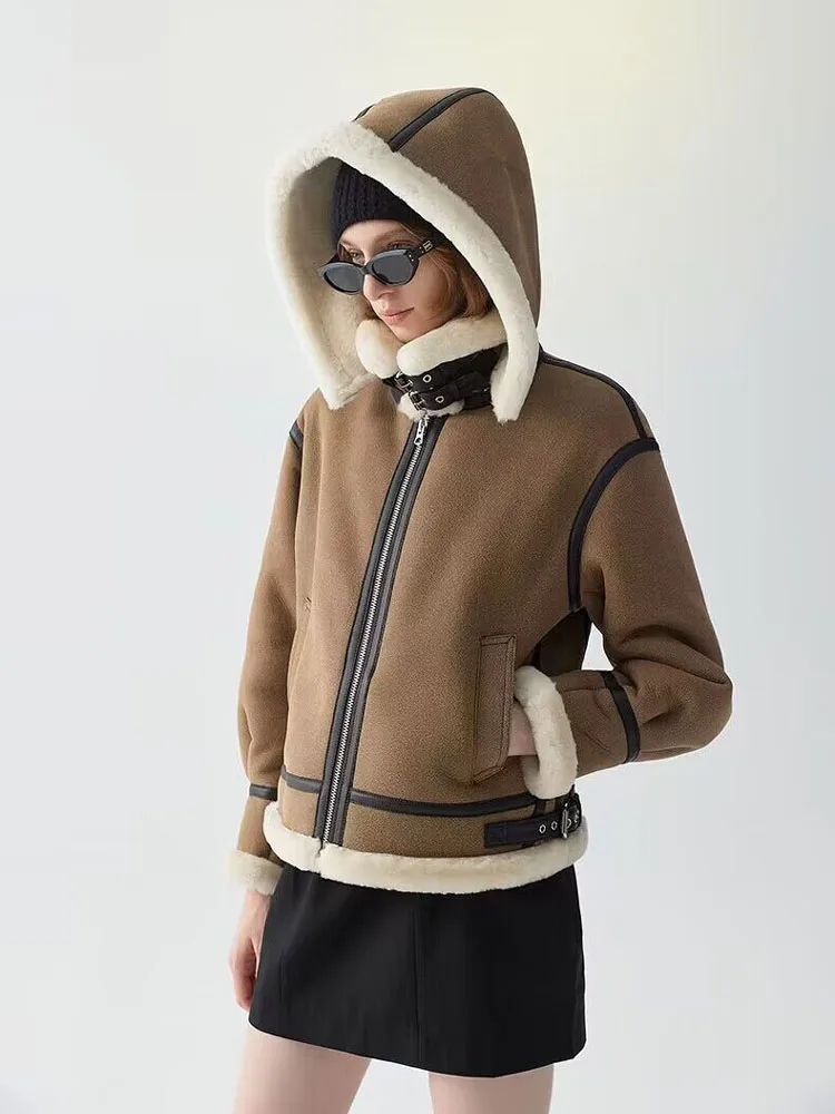 

2024 New Branded Luxury Women's Genuine Leather Coat Natural Sheepskin Shearling Jacket for Female Wool Liner Winter Clothes XXL