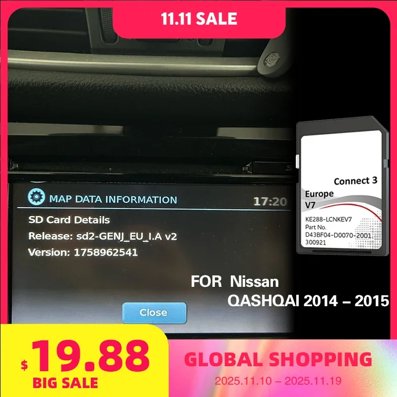 

for Nissan QASHQAI 2014 2015 Navigation SD Map 16GB Spain Sweden Turkey Sat NAV