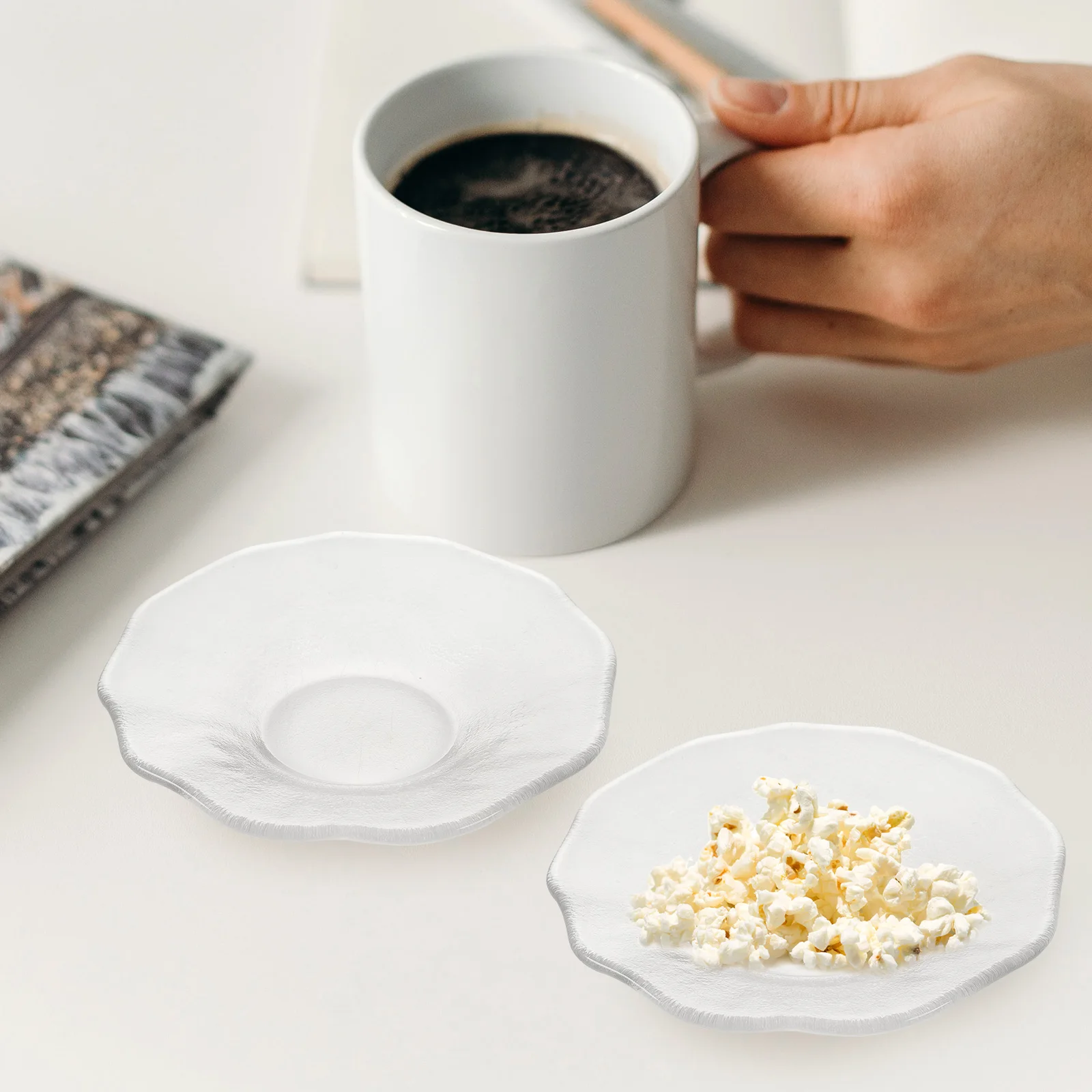 

4Pcs Glass Cup Mats Coasters for Teacup Saucer Dessert Dish Holder Drink Protector Table Decor Kitchen Home Hotel Use