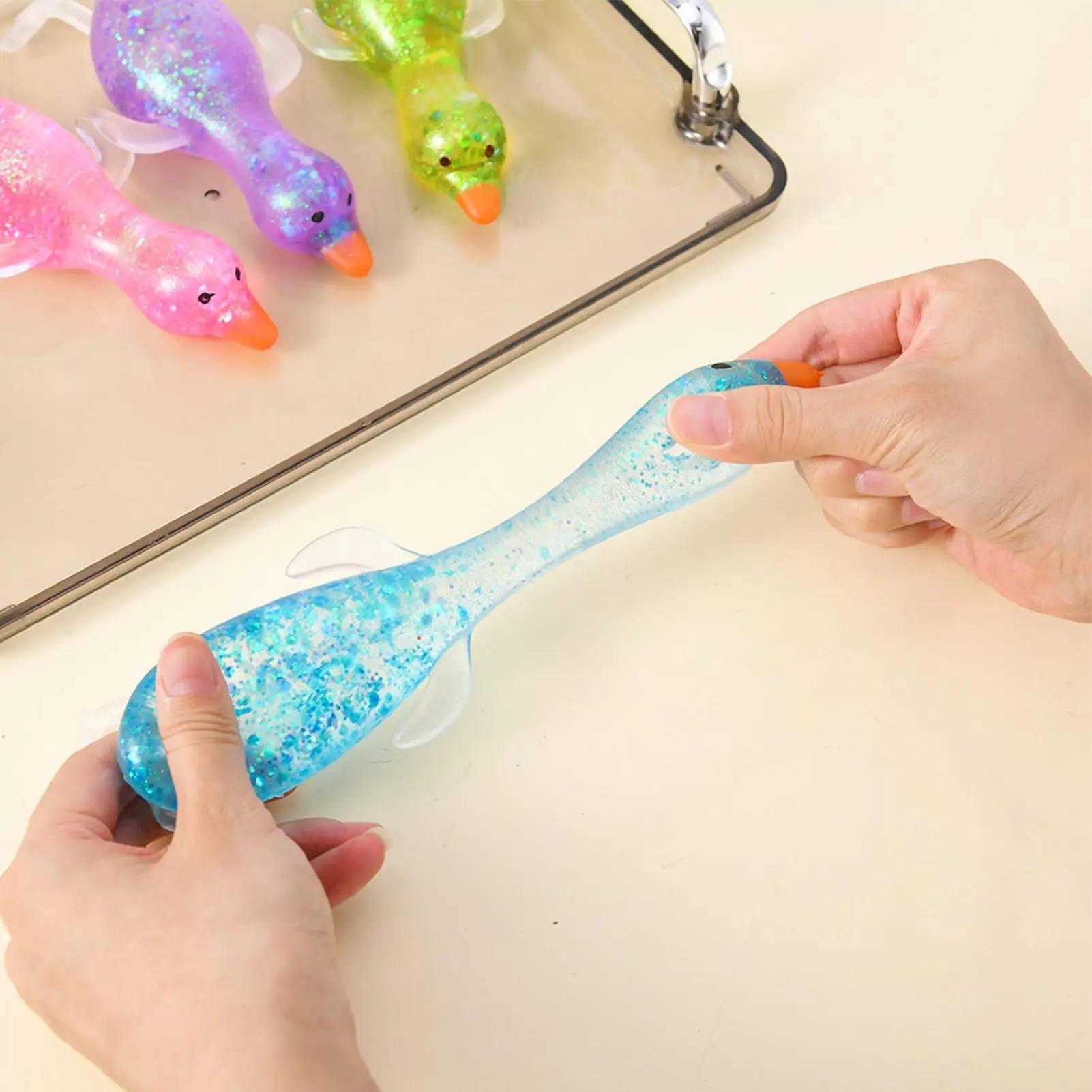Ornaments Maltose Simulated Duck Cubes Anti Stress Slow Rebound Polar Light Colorful Squeeze TPR Block Decompression Toy