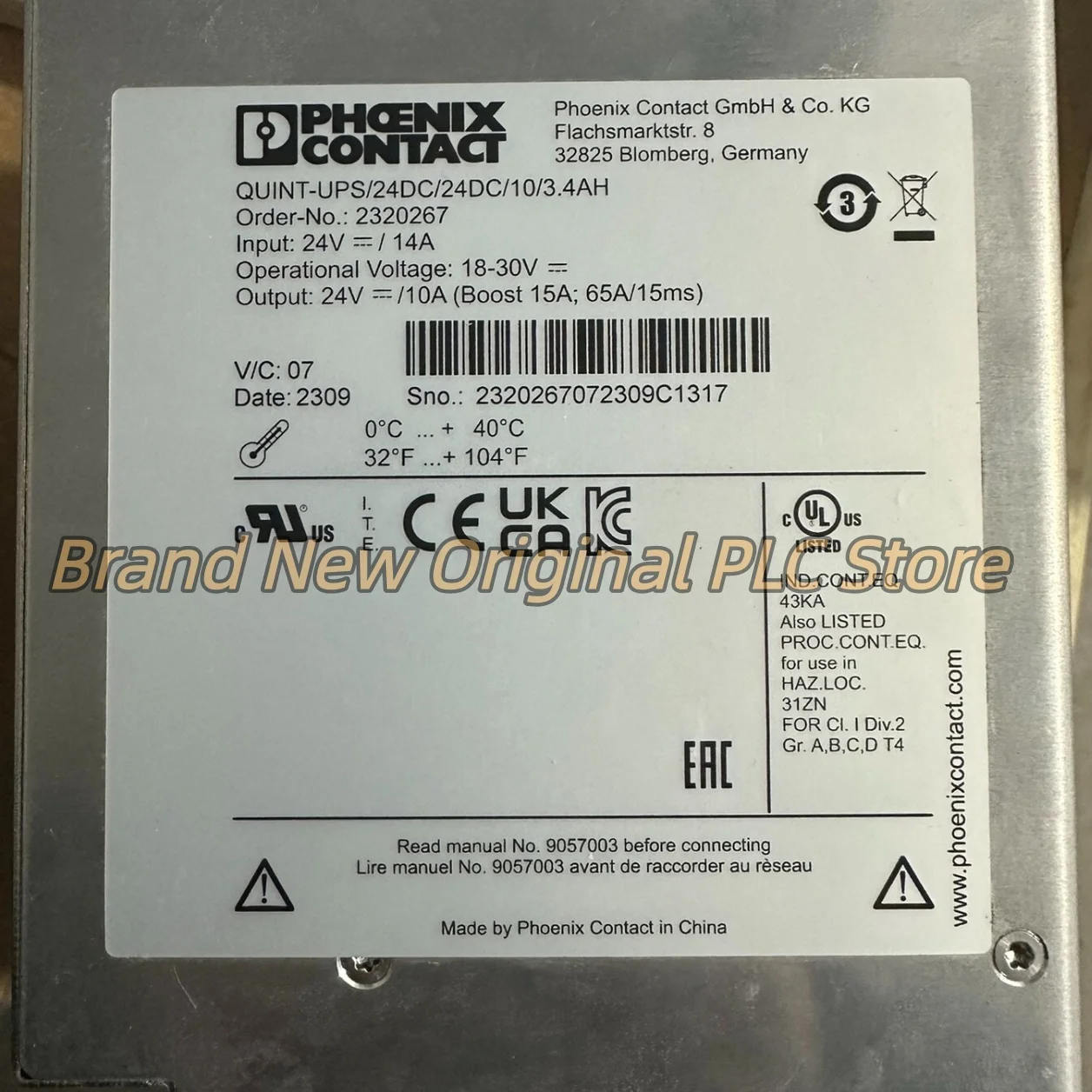 switching power supply 2320267 QUINT-UPS/24DC/24DC/10/3.4AH  new in box