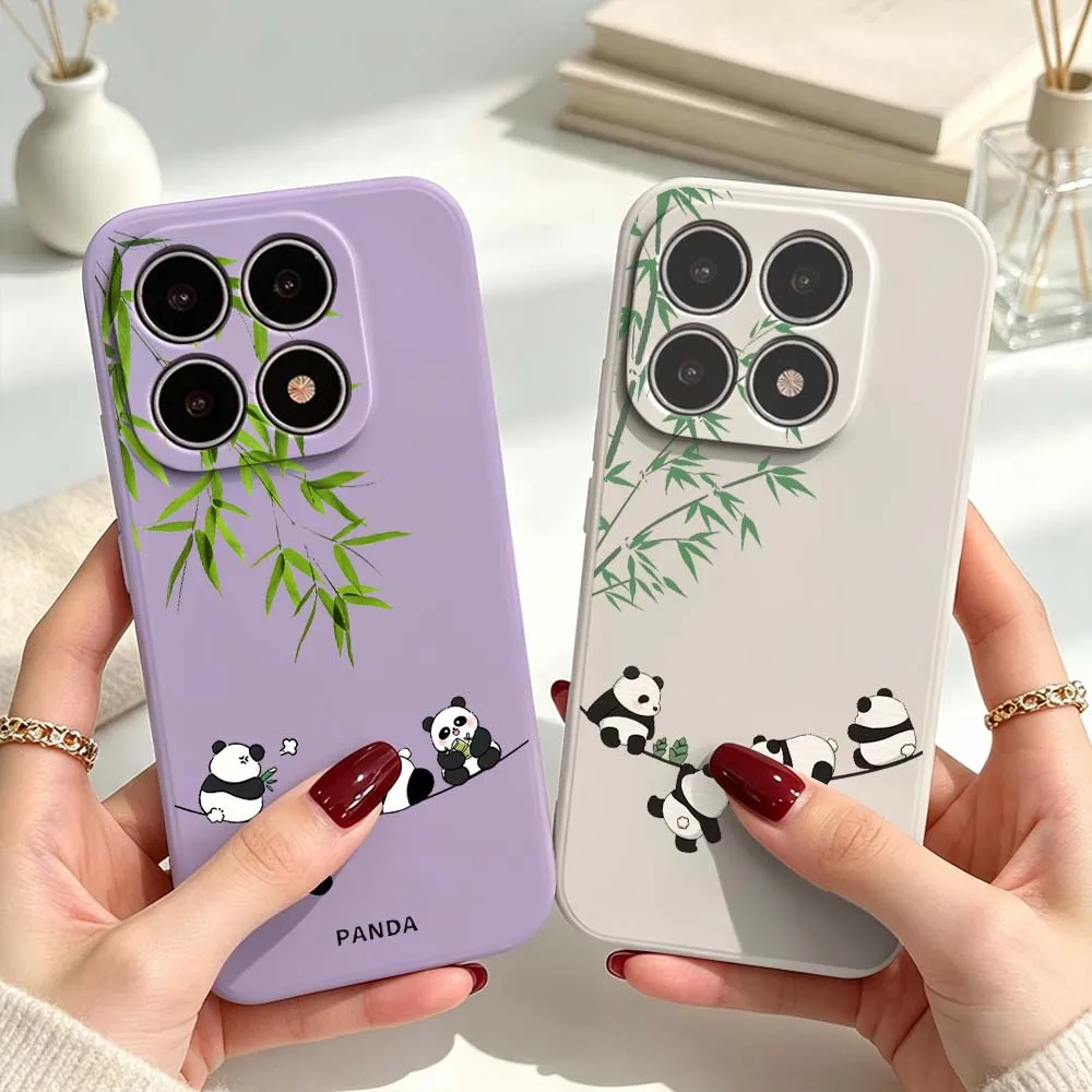 Cartoon Pandas Bamboo Pattern Cover For Xiaomi Mi 17 15 15T 14 14T 13 13T Pro Max Ultra Lite Soft Silicone Liquid Phone Case