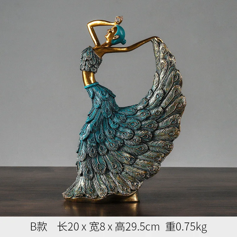 European classical creative Peacock dancer elegant beauty crafts resin decoration home accessories wedding room decoration