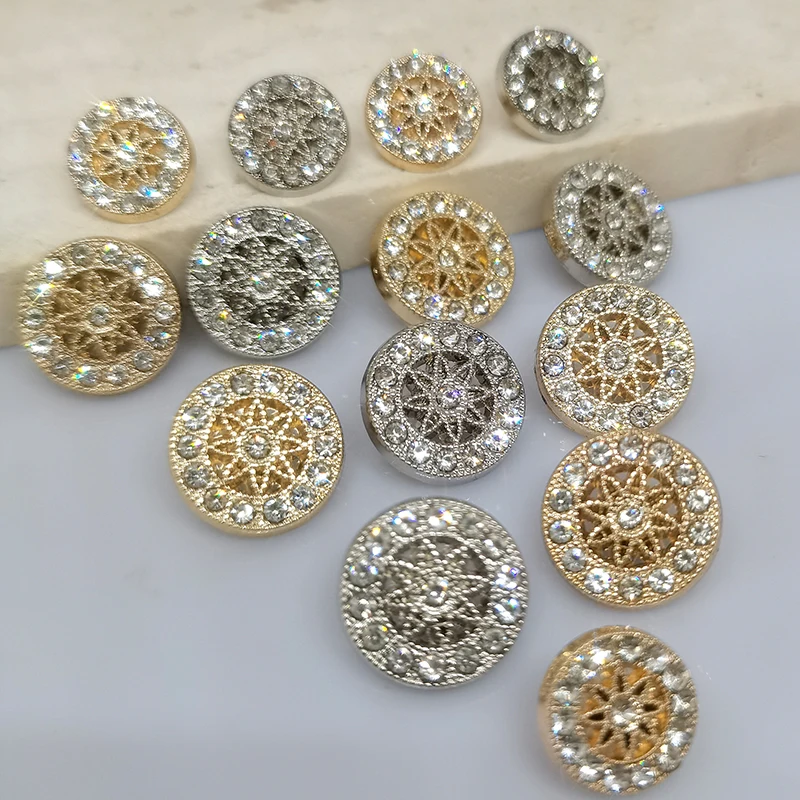 12/15/20MM Fashion Luxury Rhinestone Star Design Metal Buttons Of Clothing Wholesale Decor High Quality Button Makers Sewing DIY