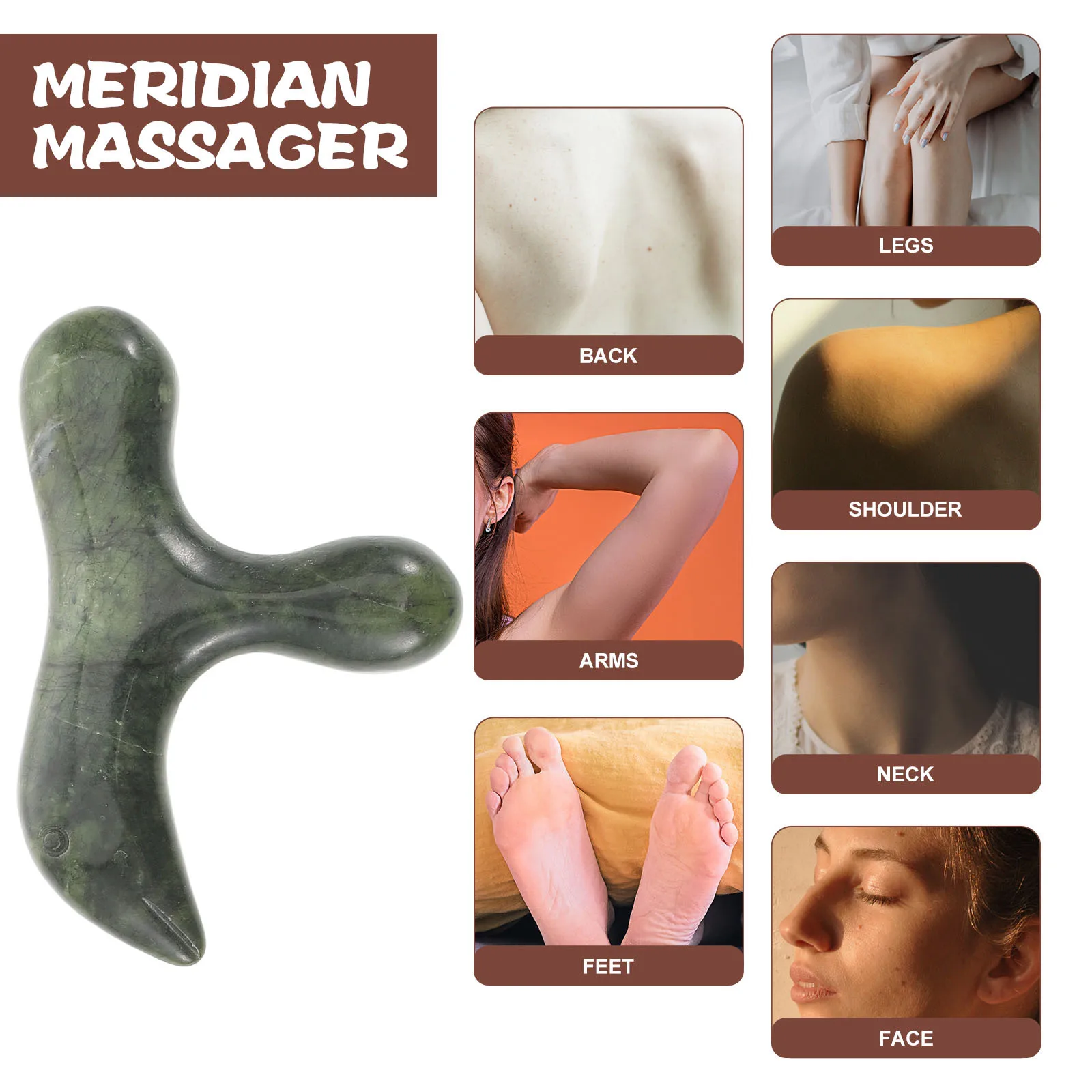 اليشم حجر عصا تدليك الشكل التقليدي القدم اليد الجسم الاسترخاء الوخز بالإبر نقطة مدلك أداة تدليك الحجر #2