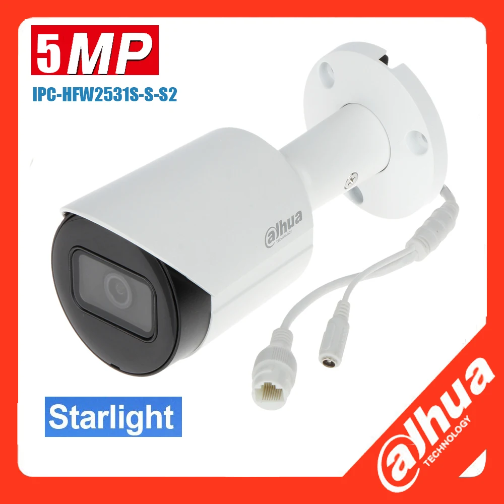 

original dahua mutil language IPC-HFW2531S-S-S2 5mp IP Camera POE IP67 IR30M P2P Bullet Starlight Camera