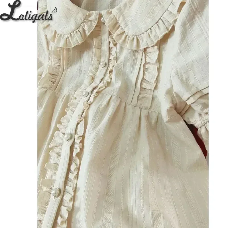 Sweet Short Sleeve Lolita Blouse Cotton Shirt for Women by Yiliya